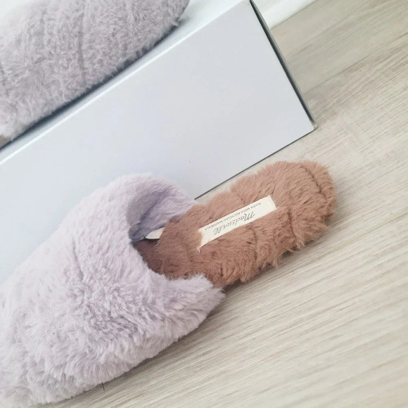 Madewell Quilted Scuff Slippers Recycled Faux Fur Dusty Purple Slip On Shoes 6 - Picture 2 of 9